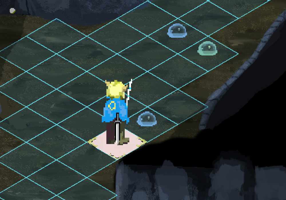 Cure reaches zero: the only lit cell is the caster's own.